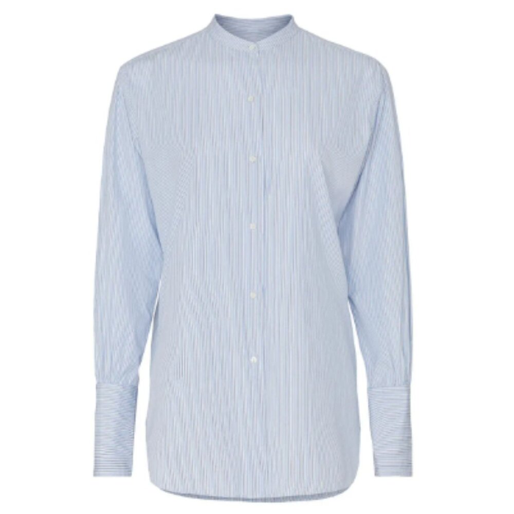EUC Nili Lotan Faye Blue Striped Button-Up Shirt - Picture 2 of 9